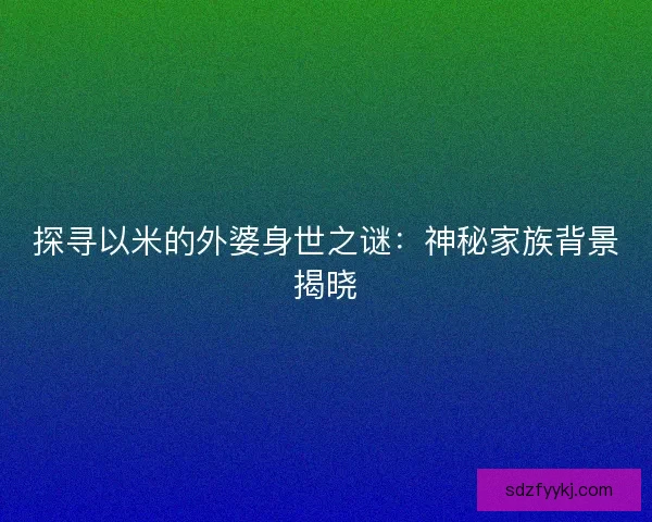 探寻以米的外婆身世之谜：神秘家族背景揭晓