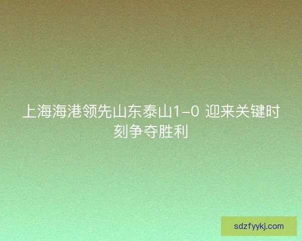 上海海港领先山东泰山1-0 迎来关键时刻争夺胜利